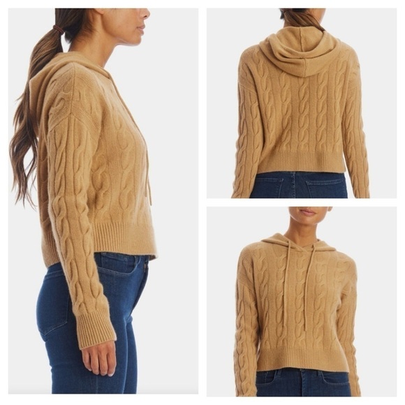 Lord & Taylor W. Cashmere Scout Cashmere Cable Knit Hoodie size M New with tag - Picture 4 of 14